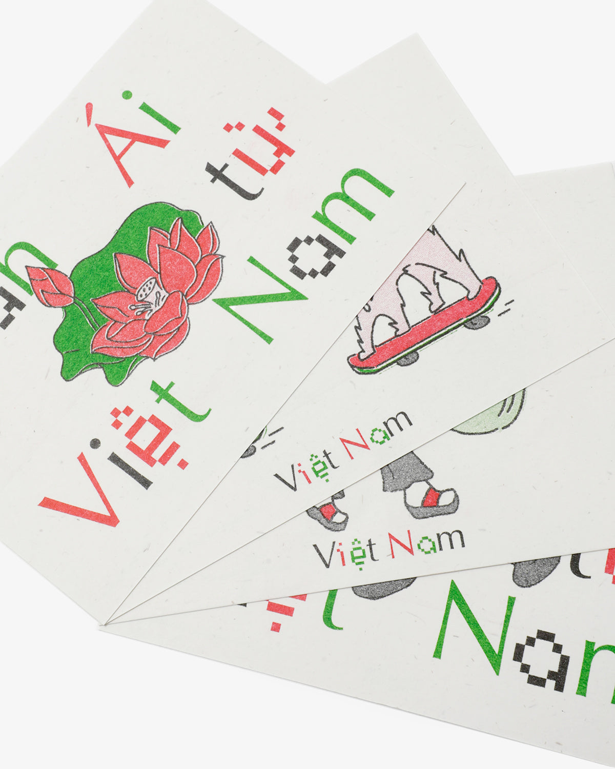 Vietnam Risograph Postcard Set （4pcs）/ Illustration by Tùng Anh